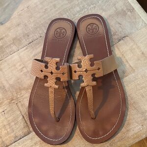 Tory Burch Tan Leather Thong Sandals